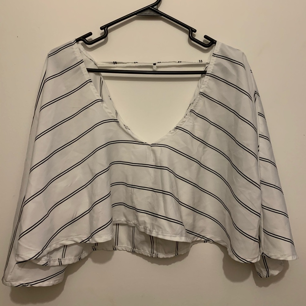 White Striped Crop Top